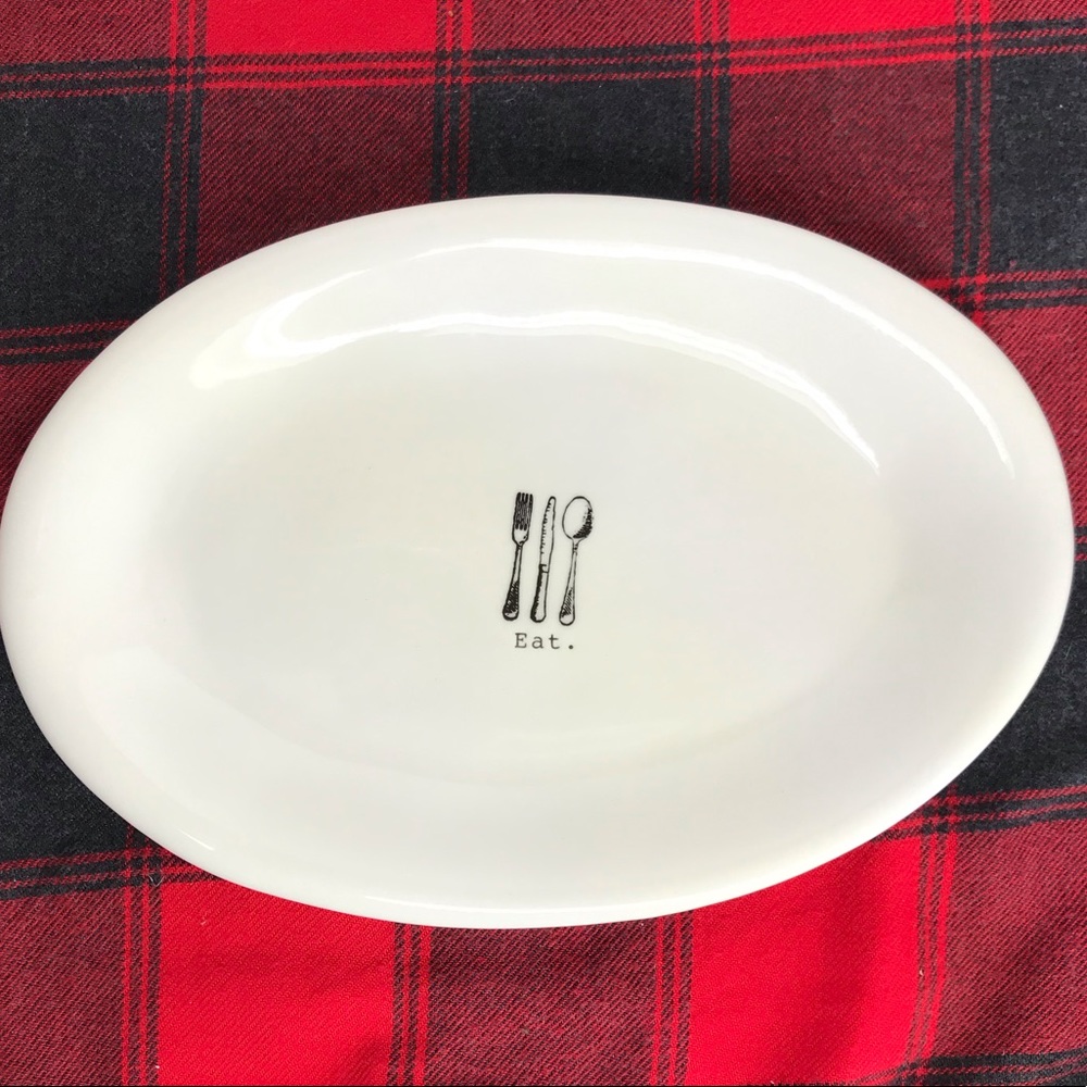 Rae Dunn eat small oval icon plate silverware